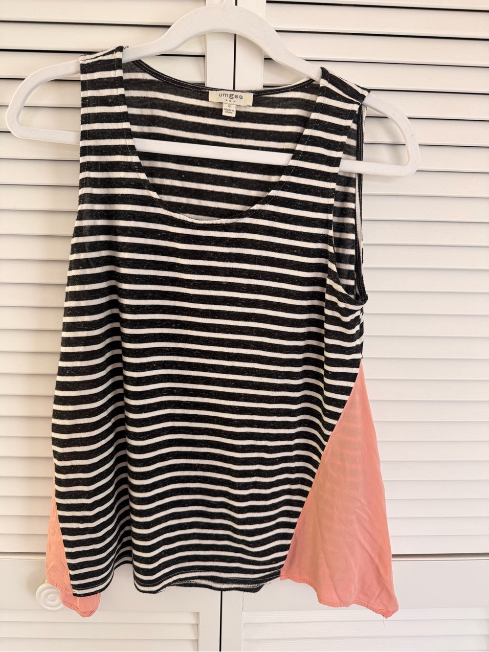 Umgee Black & White Striped Tank with Pink Panels
